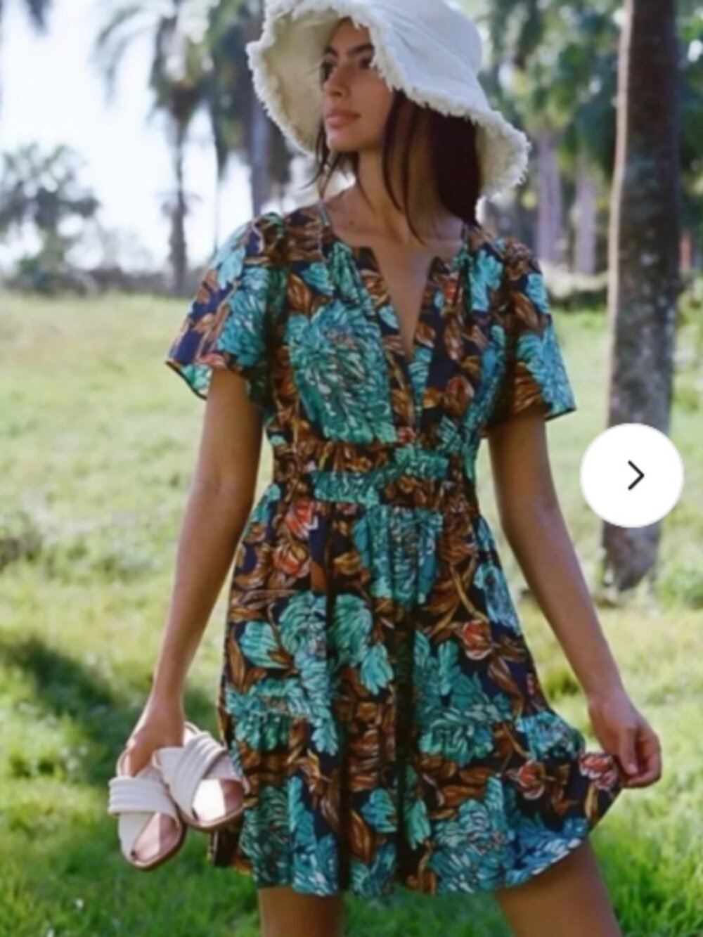 Anthropologie Somerset mini dress Floral Short Sleeve Fit & Flare in Green 1X